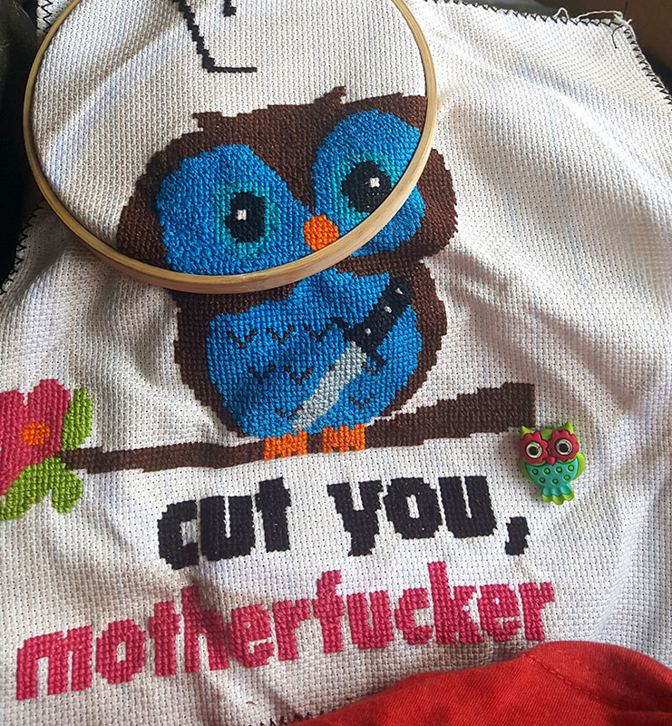 Owl Cut You, Motherfucker Cross Stitch
