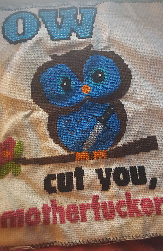 Owl Cut You, Motherfucker Cross Stitch