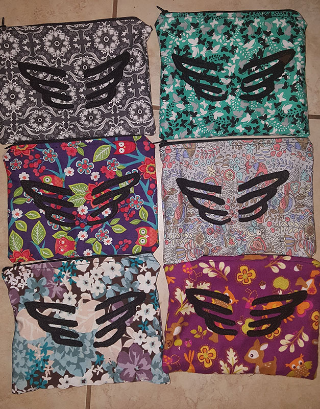 Hand sewn Zippered Bags Made for Charity