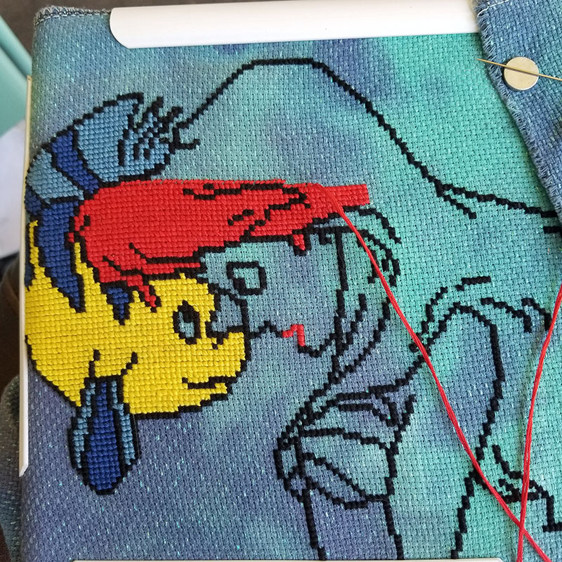 Little Mermaid Cross Stitch WIP