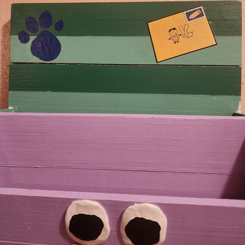 Upcycled/Redesigned Mail Holder/Sorter Blue’s Clues Fan Art