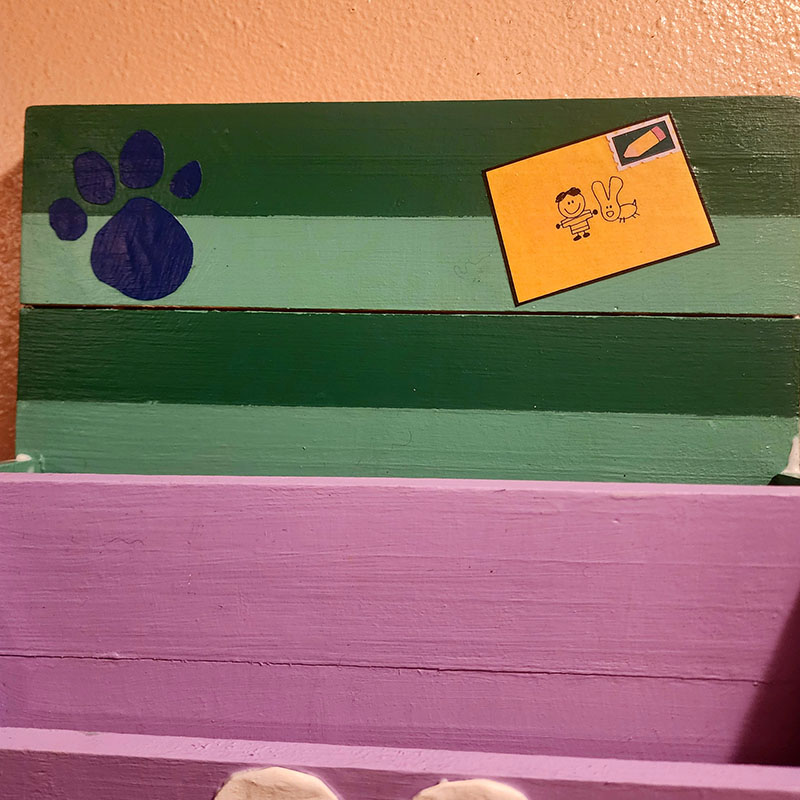 Upcycled/Redesigned Mail Holder/Sorter Blue’s Clues Fan Art