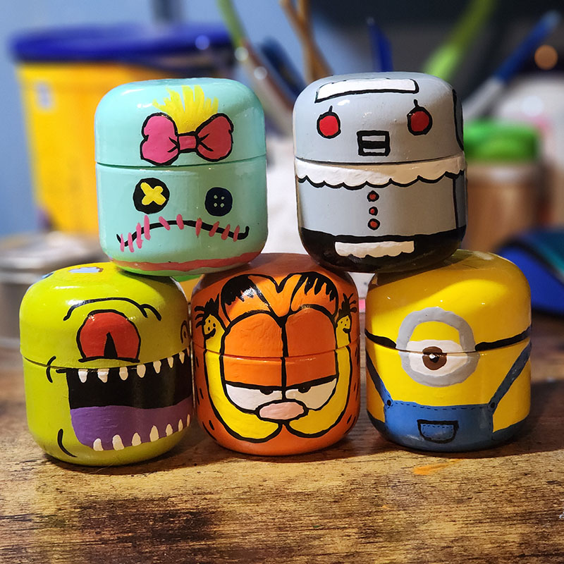 Plastic Containers Painted and Repurposed